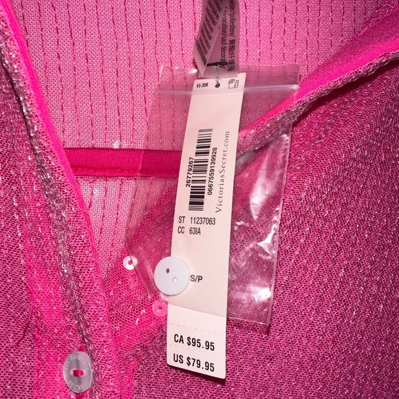 Victoria Secret Sequin Cover Up Swim Outfit Small Top Short Pink Fuchsia Set - Picture 4 of 6